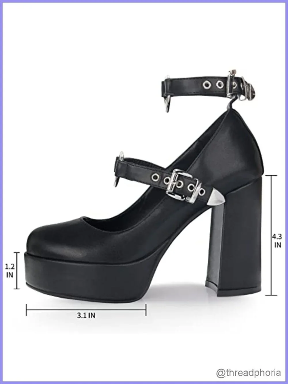 Women's Chunky Platform Buckle Mary Janes Heels Goth Shoes